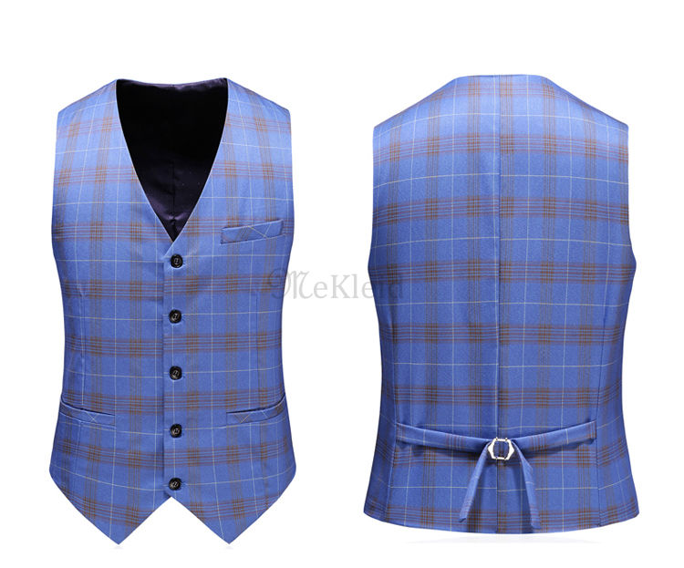 Blazer 3 Stück Anzüge Zweireiher Plaid Druck Hochzeit Anzüge Für Männer Asiatische