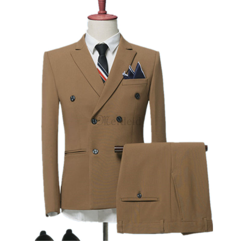 Mode Anzug Blazer + Hosen Einfarbig Jacke Mantel Hosen Herren Business - Bild 1