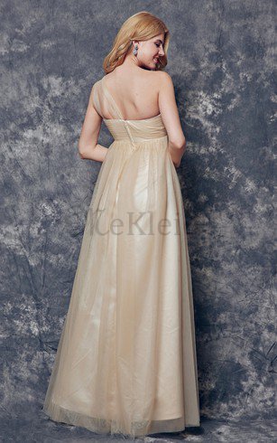 Ein Schulter Luxus Romantisches Sittsames Brautjungfernkleid mit Rüschen