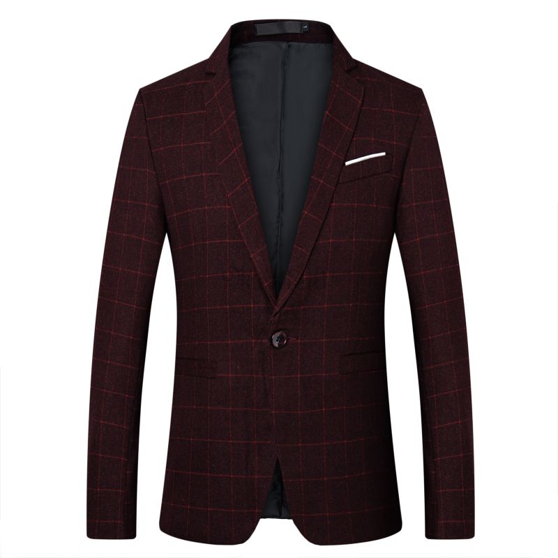 Plaid Männer Treffen Casual Blau Männer Blazer Masculino