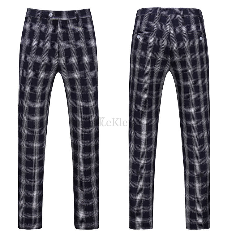 Anzüge Elegante Hochzeit Smoking Neueste Plaid 3 Stück