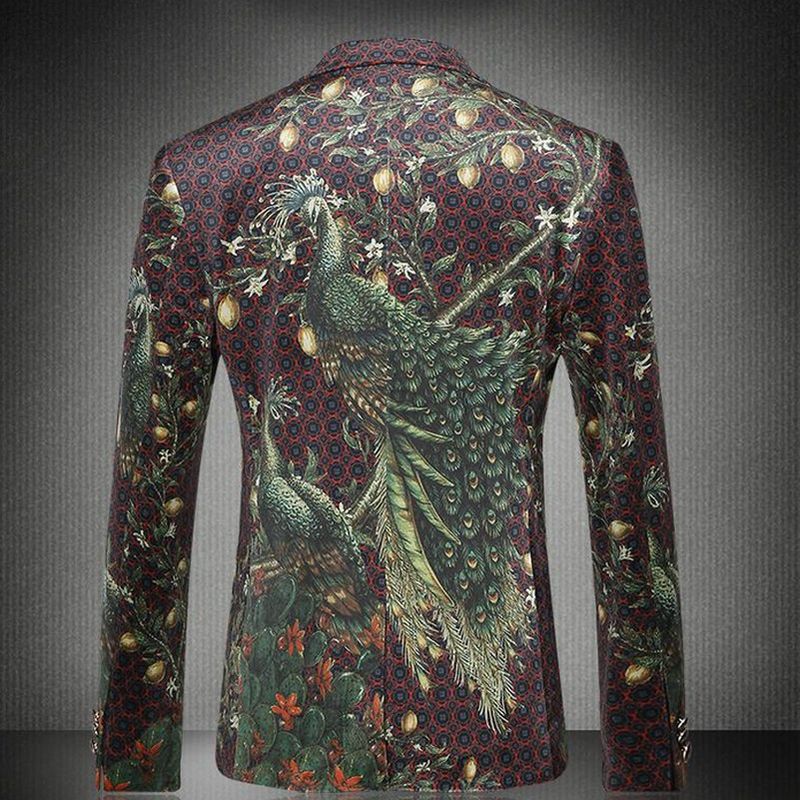 Gentleman Print Slim Fit Blazer Blazer Masculino Fashion