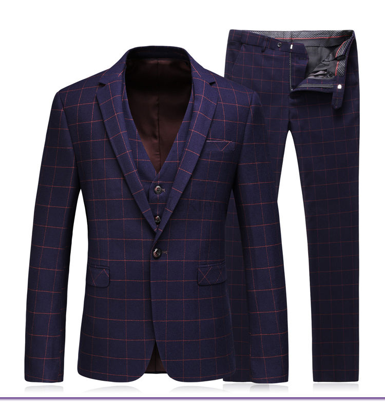 Tailor Blazer Jacke + Hosen + Weste 3 Stück Anzüge Für Männer Gentleman Hochzeit