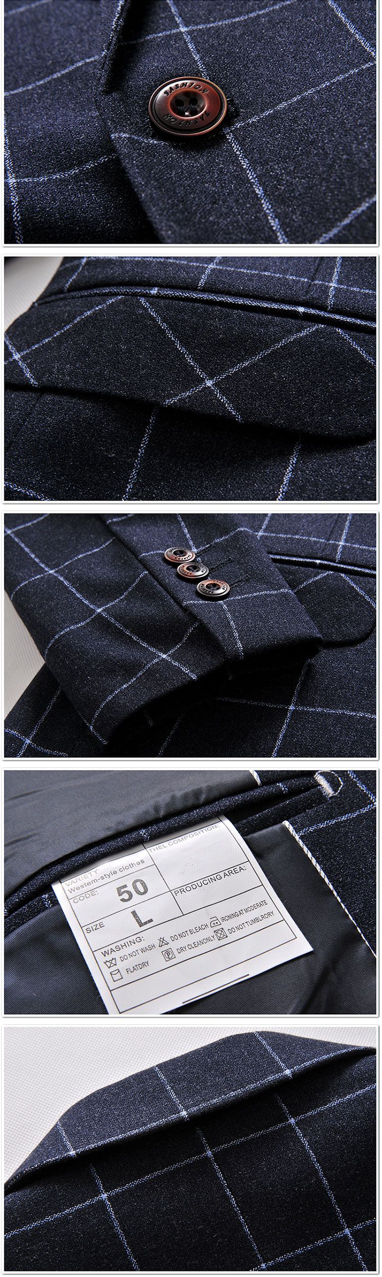 3 Stücke Plaid Herren Anzüge Tweed Männer Anzug Blazer