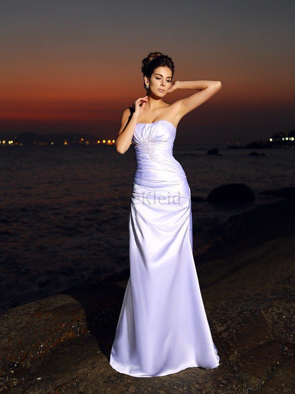 Empire Taille Satin Strand Brautkleid mit Rücken Schnürung mit Herz-Ausschnitt