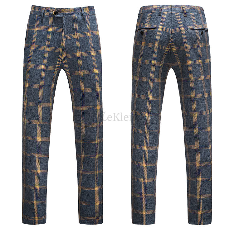 Jacken Kleid Anzüge 3 Stücke Plaid Anzüge Casual Business Männer Mode