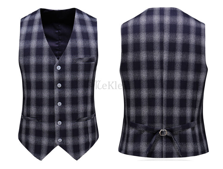 Anzüge Elegante Hochzeit Smoking Neueste Plaid 3 Stück