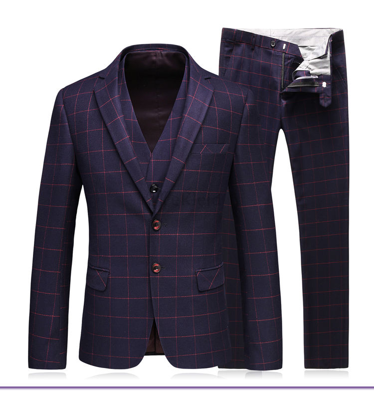 Tailor Blazer Jacke + Hosen + Weste 3 Stück Anzüge Für Männer Gentleman Hochzeit