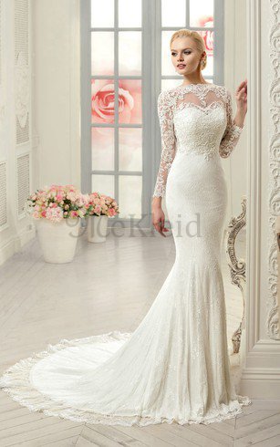 Gericht Schleppe Juwel Ausschnitt Elegantes Glamouröses Konservatives Brautkleid