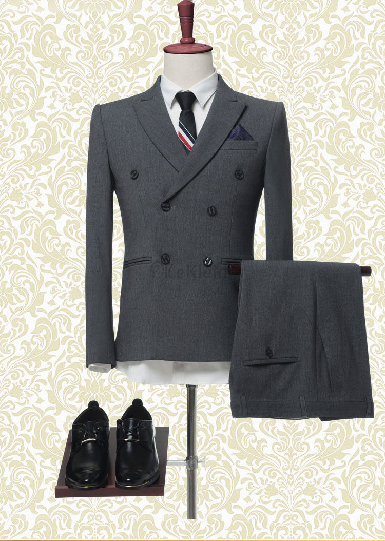Mode Anzug Blazer + Hosen Einfarbig Jacke Mantel Hosen Herren Business