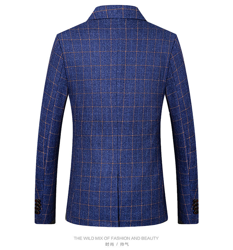 Plaid Männer Treffen Casual Blau Männer Blazer Masculino