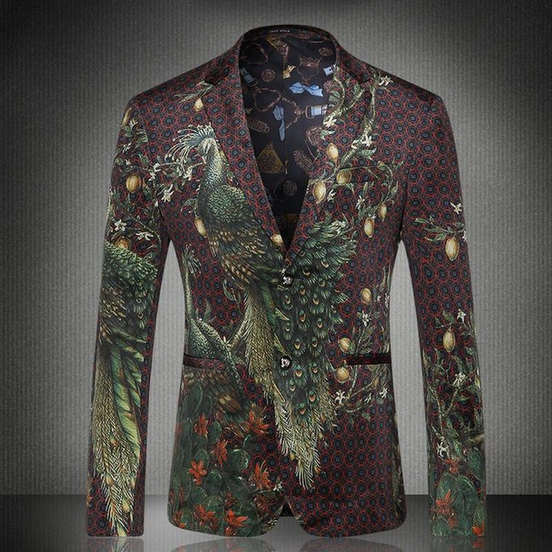 Gentleman Print Slim Fit Blazer Blazer Masculino Fashion