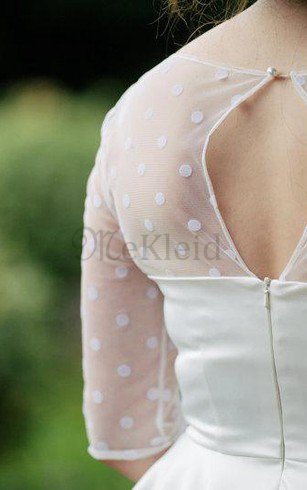 A-Line Perlenbesetztes Schlichtes Konservatives Brautkleid mit Halben Ärmeln