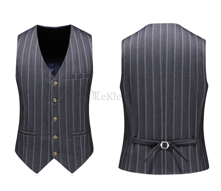 Striped Männer Zweireiher Blazer Hosen Slim Fit Anzug Hombre