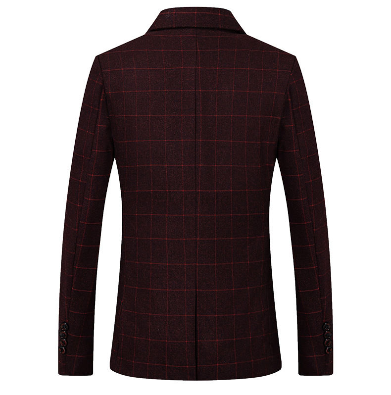 Männer Anzug Blazer Casual Männlichen Wein Rot Größe M-5xl Plaid