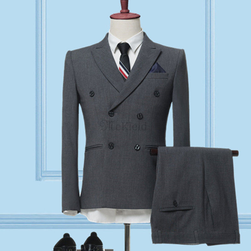 Mode Anzug Blazer + Hosen Einfarbig Jacke Mantel Hosen Herren Business - Bild 2