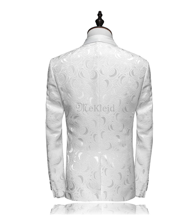 Prom Smoking Weiß Tweed Slim Fit Blazer Anzüge Schal Revers