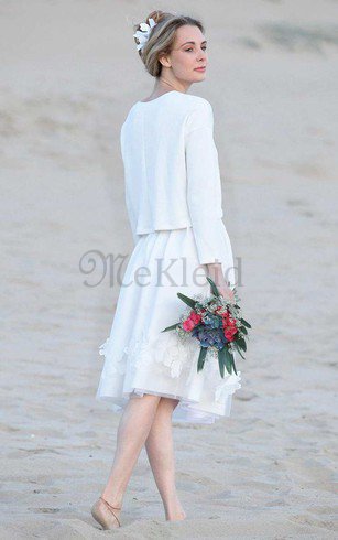 A-Line Knielanges Legeres Brautkleid mit Juwel Ausschnitt mit Blume