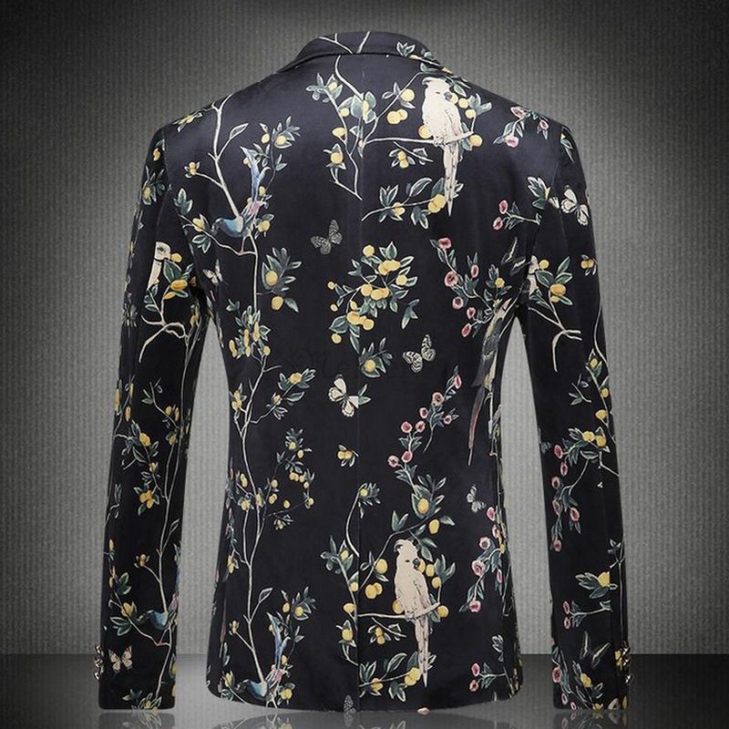 Herren Phantasie Floral Blazer Masculino Herbst Party