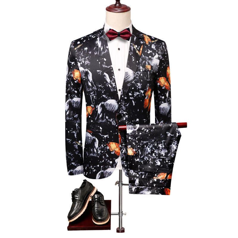 Herren Anzug Urlaub Tragen Print Anzug Lässig Männer Mode - Bild 1