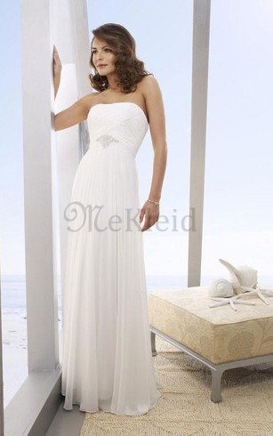 Trägerlos Beach Stil Taft Informelles Brautkleid mit Plissierungen