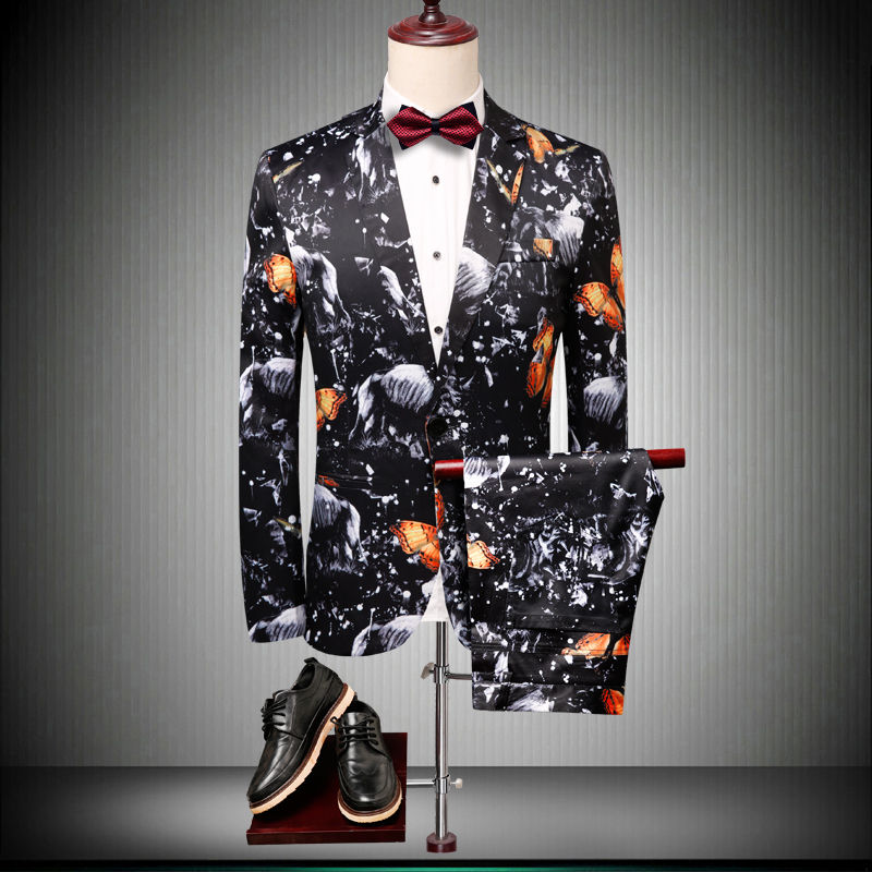 Herren Anzug Urlaub Tragen Print Anzug Lässig Männer Mode - Bild 2
