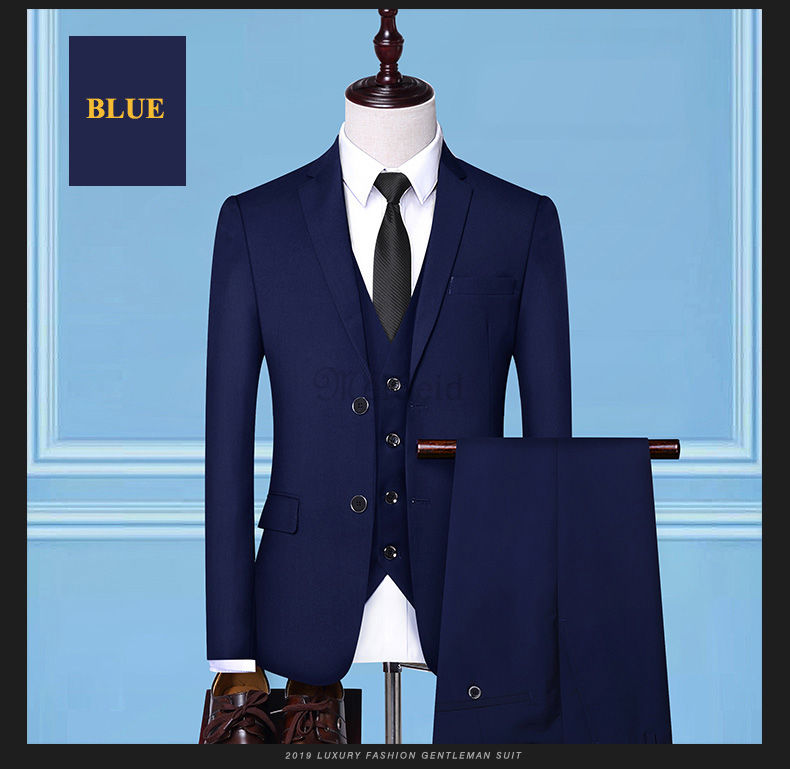 Männer Anzüge Einfarbig Zwei-tasten Terno Masculino Slim Fit Hochzeit 3 Stück