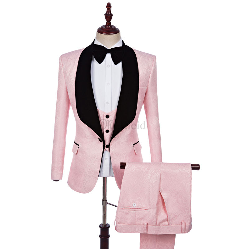 Anzug Bräutigam Smoking Rosa Größe S-5xl Kleid Herren Anzüge 3 Stück - Bild 2
