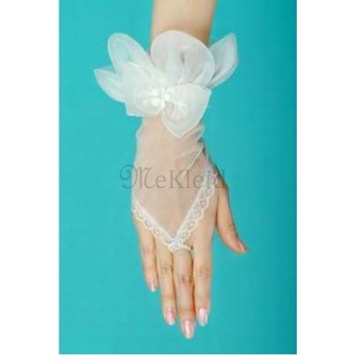 Tüll Mit Bowknot Weiß Modern Brauthandschuhe - Bild 1