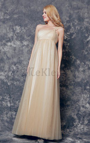 Ein Schulter Luxus Romantisches Sittsames Brautjungfernkleid mit Rüschen