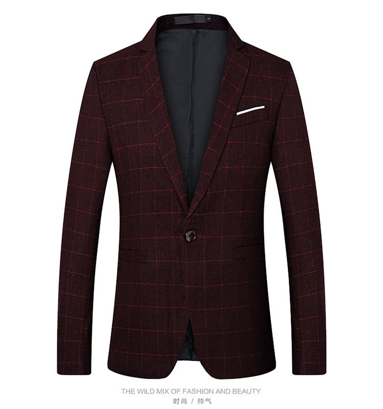 Plaid Männer Treffen Casual Blau Männer Blazer Masculino