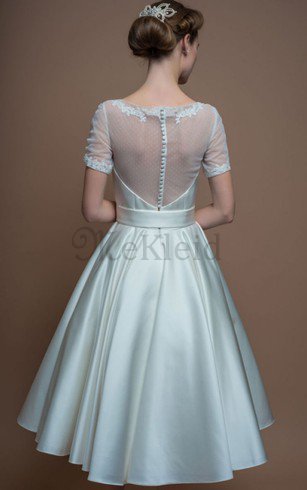 A-Line Wadenlanges Legeres Brautkleid mit Applike aus Satin