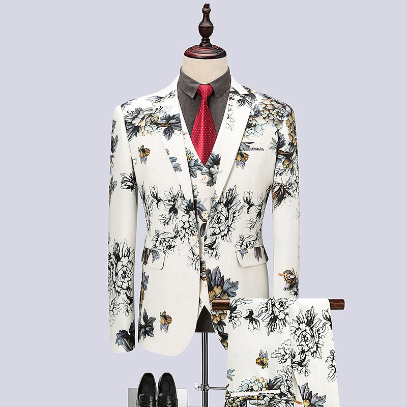 3 Stücke Verkauf Slim Fit Hochzeit Kleid Anzug Blazer Herren Floral Anzüge